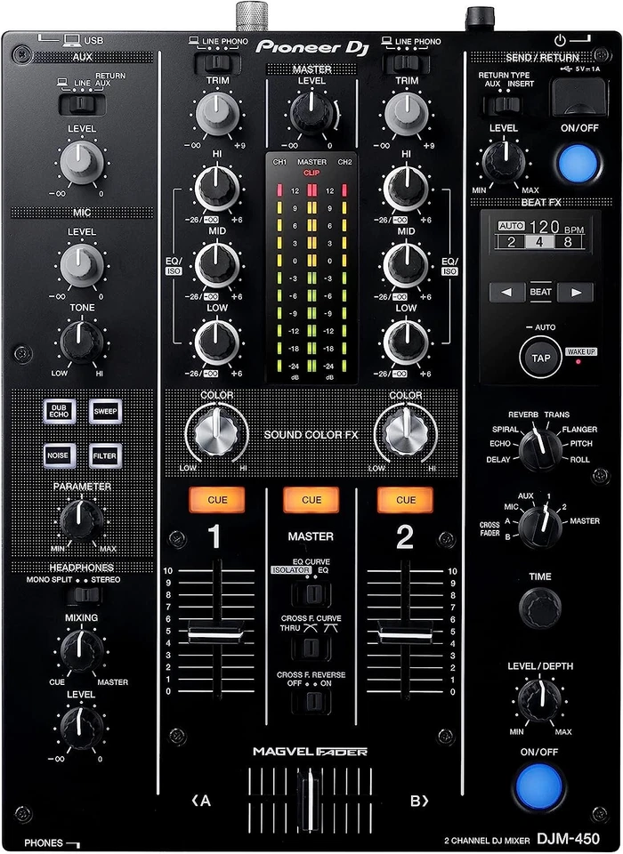 Pioneer DJ DJM-450 Compact Two-Channel DJ Mixer DJM450 Black PROAUDIOSTAR - Image 1 of 4