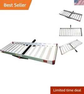 60" x 22" Aluminum Hitch Mount Cargo Carrier Rack - 500 lbs Capacity, Silver - Picture 1 of 9