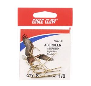 Eagle Claw 202AH-1/0 Aberdeen Fishing Hook Size 1/0 Forged Light Wire