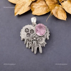 Oval Cut Natural Morganite Engagement Birthday Pendant Jewelry 925 Solid Silver - Picture 1 of 7
