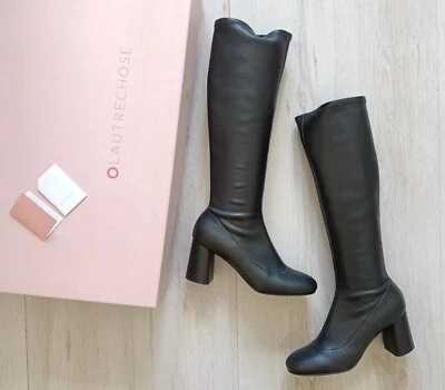 L AUTRE CHOICE Botas de Cuero Napa EU 37 US 7 Negras Hechas en Italia Foto 1 de 4