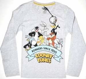 Looney Tunes T Shirt Primark Long Sleeve Grey Womens Ladies WB UK Sizes 6 to 20 - Picture 1 of 4