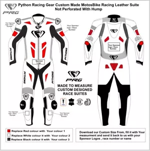 Pythons Racing Gear Hecho a Medida Motocicleta Moto Carreras Cuero Suite - Imagen 1 de 3