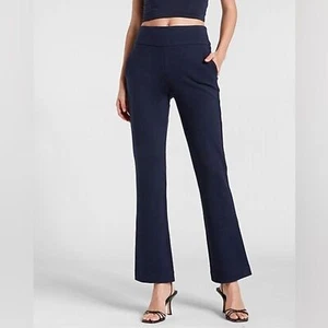 Express High Waisted Brushed Knit Pull-On Bootcut Pant Navy Size MP - Picture 1 of 7