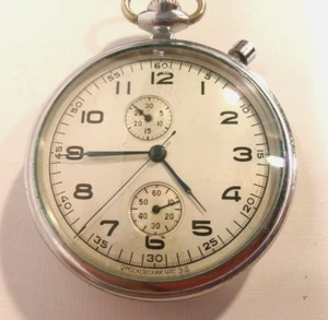 Second Moscow Watch Factory windup pocketwatch chronograph. 19j. 1-57. Pre-own. - Picture 1 of 21