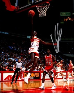 Foto firmata Dominique Wilkins autografata 8x10 Atlanta Hawks NBA Dunk Champ d - Foto 1 di 1