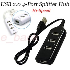 USB 2.0 High Speed Multi 4 Ports Expansion Splitter Hubs Adapters W/Cable For PC