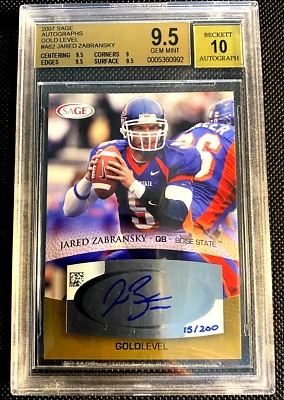 2007 BGS 9.5 GEM MINT JARED ZABRANSKY SAGE GOLD LEVEL AUTO SP /200 G5239 - Image 1 of 2
