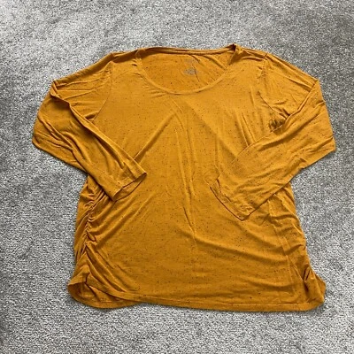 A Glow Maternity Blouse Womens 2XL Mustard Round Neck Long Sleeve Stretch Casual - Image 1 of 4