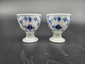 Vintage Set of 2 Denmark Royal Copenhagen Plain Blue Fluted Egg Cups - Picture 1 of 6