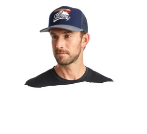 Saucony Trucker Cap Retro Style Snapback OSFM Mesh Navy Blue Gray Hat - Picture 1 of 5