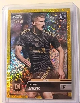 2023 Topps Chrome MLS Gold Refractor #24 Stipe Biuk #d 5/50 Rookie RC - Image 1 of 3