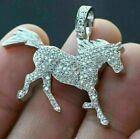 Awesome 2Ct Round Cut Moissanite Running Horse Pendant In 14K White Gold Plated