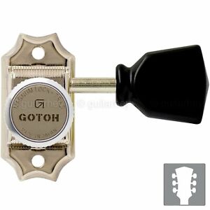 NEW Gotoh SD90-SLB MGT MAGNUM LOCKING Tuners L3+R3 w/ Black Buttons 3x3 - NICKEL