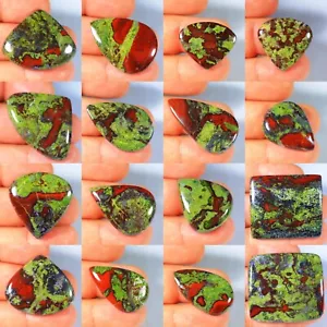 NATURAL RED GREEN DRAGON BLOODSTONE JASPER PEAR RECTANGLE CABOCHON GEMSTONE FT- - Picture 1 of 17