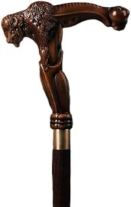 Buffalo Carved Walking Stick Wooden Cane with Ergonomic Palm Grip 36 Inches - Bild 1 von 8