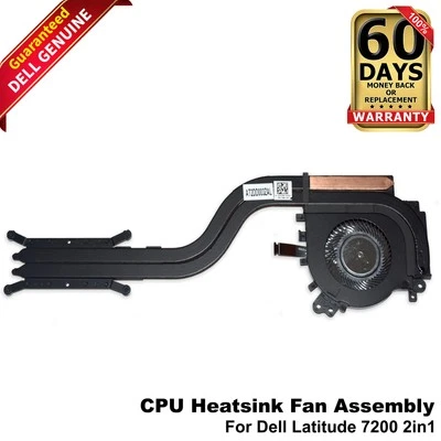 Теплоотвод охлаждающий вентилятор в сборе для ноутбука Dell Latitude 7200 7310 2-в-1 TY9FC PWXM0 - Изображение 1 из 4