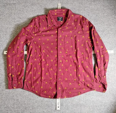 Abercrombie & Fitch Shirt Mens XL Maroon Skull Print Button Down Casual New - Image 1 of 3