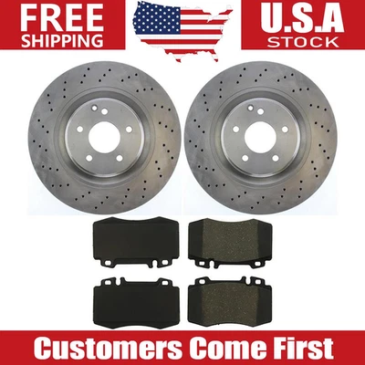 Rotores de freno delanteros perforados pastillas de freno de cerámica para 02-04 Mercedes-Benz C32 AMG Foto 1 de 4