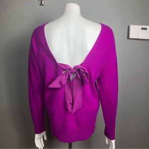 Trina Turk sweater medium NWT cashmere bow pink scoop barbiecore feminine - Picture 1 of 12