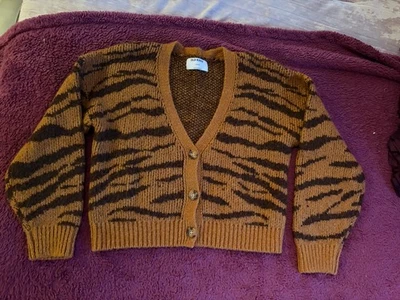 Suéter Cárdigan Estampado Tigre Marrón Azul Marino Antiguo Niñas Talla L 10/12 Foto 1 de 4