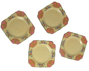 REDUCIDO 4 x Posavasos de Plato Floral/Amarillo Myott Son & Co Primula Ware - Imagen 1 de 9