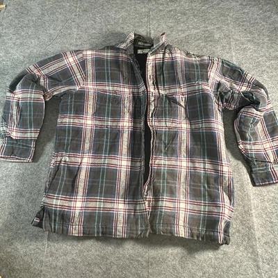 Arrow Sport Jacket Mens XL Long Sleeve Gray Blue Plaid Quilted Lined Flannel - Image 1 of 4