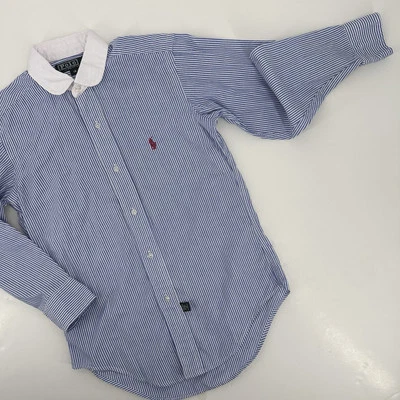 Camisa de vestir Polo Ralph Lauren Club cuello Peter Pan azul blanco rayas talla 14 Foto 1 de 4