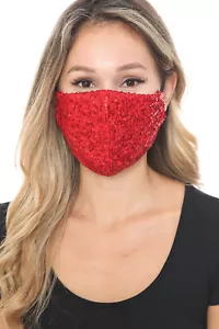 Auliné Collection Made in USA Sequin Fabric Washable Reusable Fashion Face Mask - Picture 1 of 35