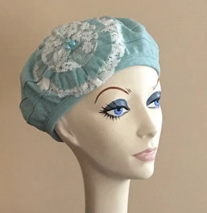 NWT IMAGA Designer BERET Hat MINT GREEN Fabric Lined - Picture 1 of 2