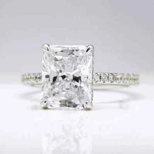 4ct Radiant Ring Diamond Test Pass Lab-Created VVS1/D/Excellent UK I 1/2 - R 1/2 - Picture 1 of 6