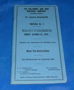 Baltimore & Ohio ST. Louis Division Western Railroad Employee Timetable 1970 - Picture 1 of 5