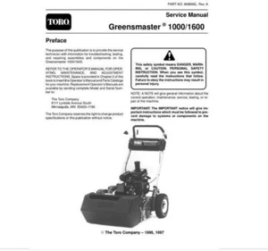 Toro 1000-1600 Greensmaster Service Manual - Picture 1 of 4