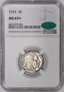 1935 Buffalo Nickel 5c NGC MS67+ CAC - Flashy Luster! - Picture 1 of 5