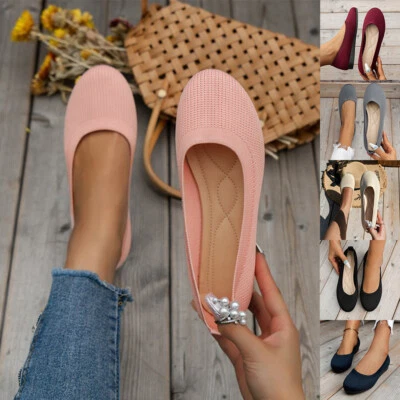 Zapatos planos de malla para mujer Zapatos de vestir Negros Cómodos Zapatos planos de espuma viscoelástica Foto 1 de 4