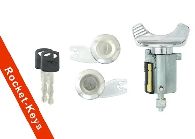 Ford 1992-95 Bronco Chrome Ignition, 2 Chrome Door Lock Cylinders w/ 2 New Keys - Image 1 of 4