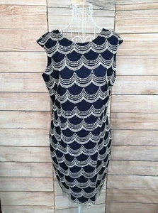 Chi Chi London Womens Size 14 Dress Sleeveless Embroidered Lace Lined Blue Gold - Picture 1 of 12