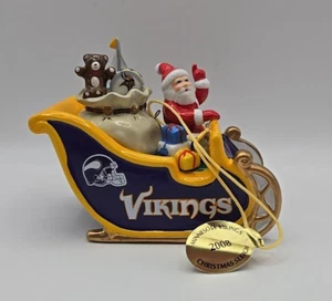 2008 Danbury Mint Minnesota Vikings Christmas Sleigh Ceramic Ornament w/ Box - Picture 1 of 17