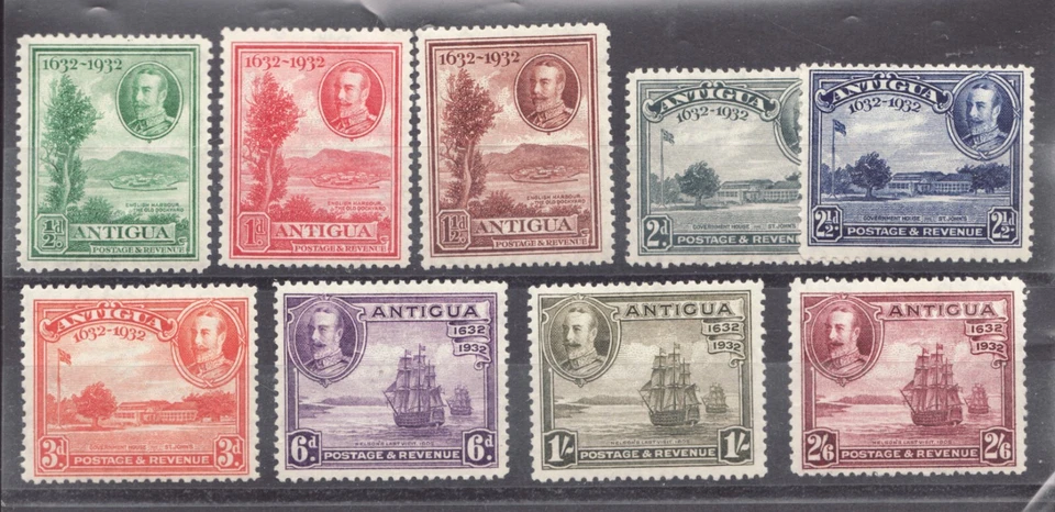 1932 Antigua Sc# 67-75 set to 2sh6p. KGV - MH postage stamps Cv$137 - Imagem 1 de 1