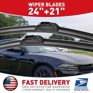 2X Front Windshield Bracketless Wiper Blades For 2007-2014 Mitsubishi Outlander - Picture 1 of 12