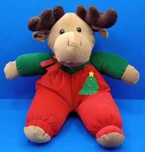 Vintage TB Trading Weihnachten Rentier Plüsch 16 Zoll Baby Rassel rot grün Velours Baum - Bild 1 von 16