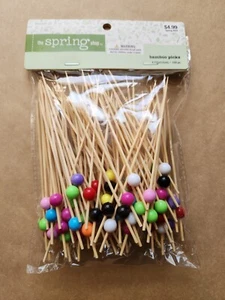 Beaded Bamboo Picks Multicolor Party Cocktail Toothpicks Skewers 100 pc - Picture 1 of 2