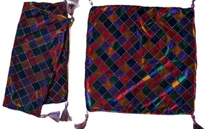 Pier 1 Imports Terciopelo Diamante Costadas Borlas 2 Fundas de Almohada 20x20 Mardi Gras - Imagen 1 de 4