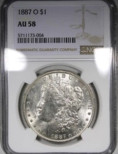 1887-O Morgan Dollar NGC AU58 Better Date $1 Lightly Circulated Coin - Picture 1 of 2