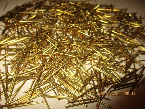 100 - VINTAGE 7/8" X #24, SOLID BRASS BRAD NAILS, VERY THIN, WITH ROUNDED HEAD Cover