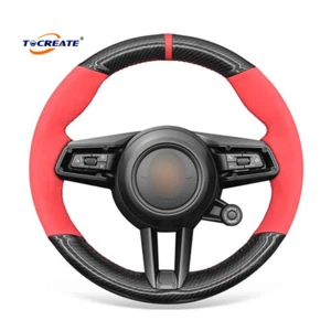 PU Carbon  Fiber Suede Steering Wheel Wrap for Porsche 911 Panamera #TGXB - Imagen 1 de 12