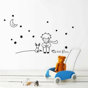 Stars Moon Der kleine Prinz Junge Fuchs Wandaufkleber Wohnkultur Wandtattoos schwarz - Bild 1 von 5
