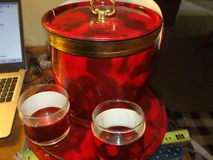 vintage bar Set With Ice Bucket And Tray 2 matching cups good color - Picture 1 of 10