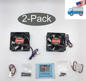 2-Pack: Evercool 70mm x 25mm 3/4-pin 12V DC Ball Bearing Case Cooling Fan - Afbeelding 1 van 10