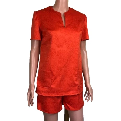 Conjunto de Traje Top y Shorts ESTILO AÑOS 70 VINTAGE Hecho a Mano Naranja Texturizado Pequeño? Foto 1 de 4